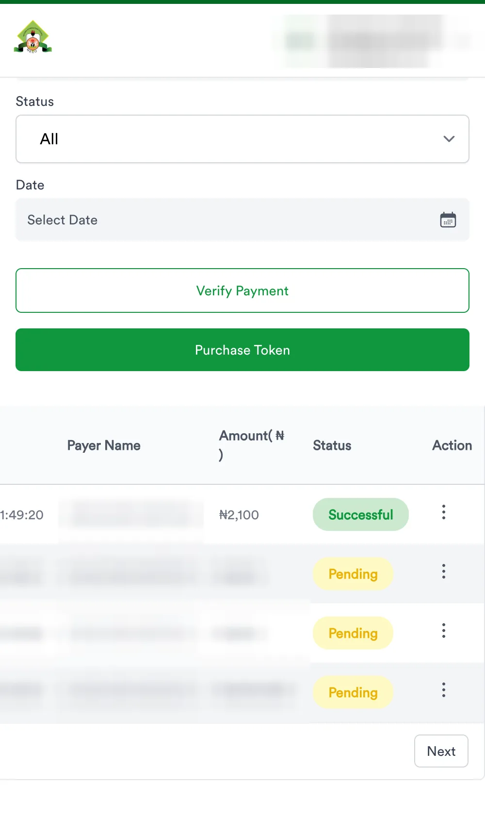 Transactions row now marked Successful